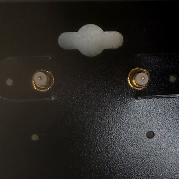 Gold Double Hoop Drop Earrings with Rhinestone Accent • Minimalist Chic Jewelry - Picture 3 of 3